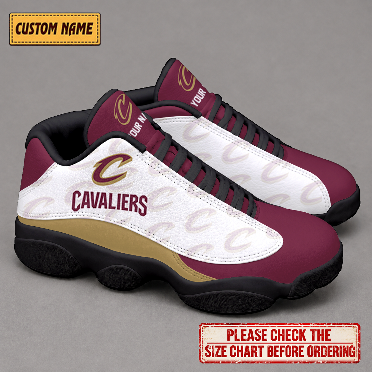 SPECIAL EDITION - NEW CUSTOMIZED NBA02 CCA CLEVELAND CAVALIERS AIR JORDAN 13 LOW TOP SNEAKER
