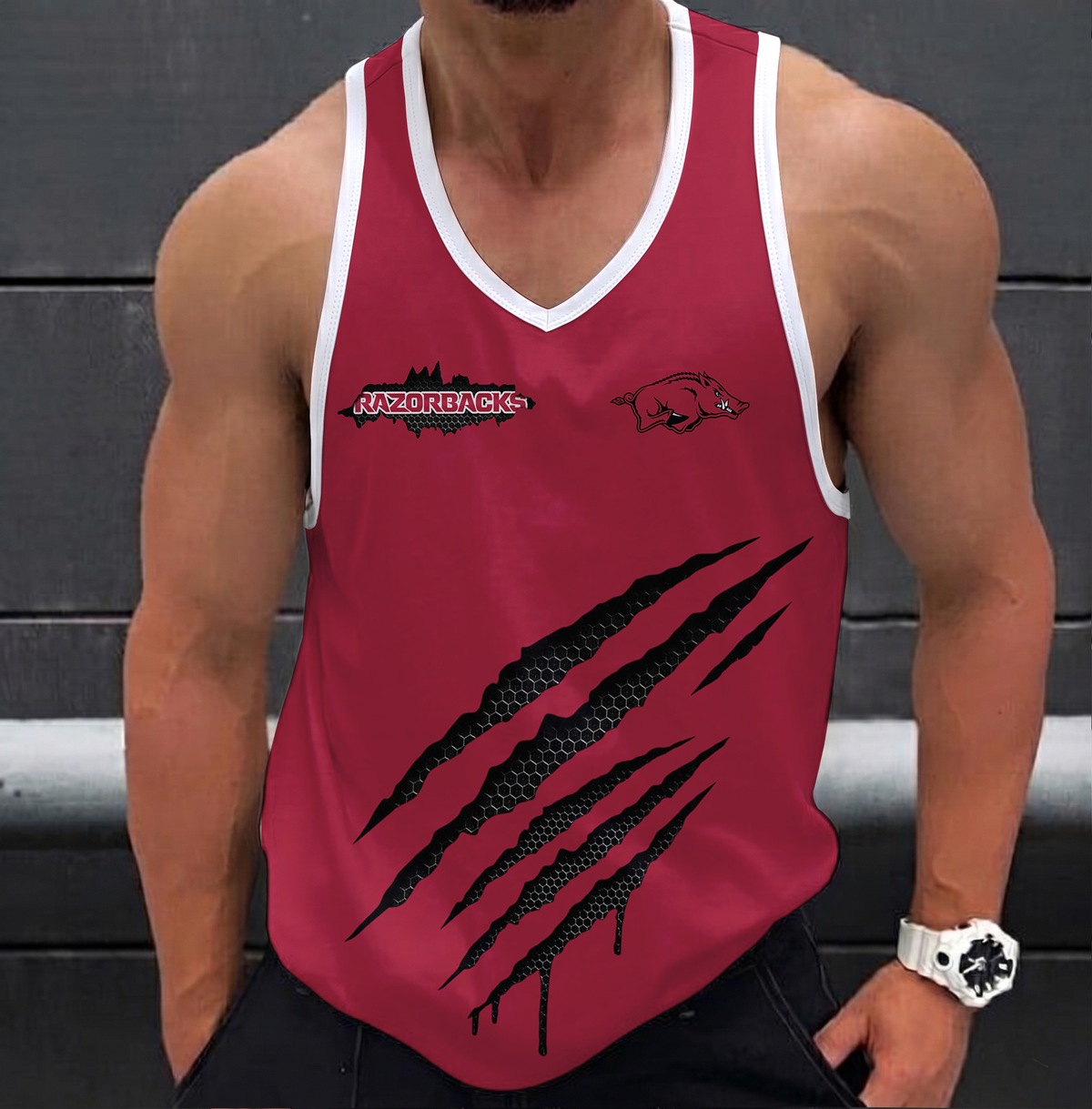 SPECIAL EDITION - NEW CUSTOMIZED NCAA CWS03 AKR ARKANSAS RAZORBACKS UNISEX TANK TOP