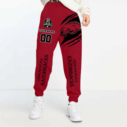LIMITED DROP - NEW CUSTOMIZED | NCAA CWS03 AK RAZORBACKS UNISEX LONG PANTS
