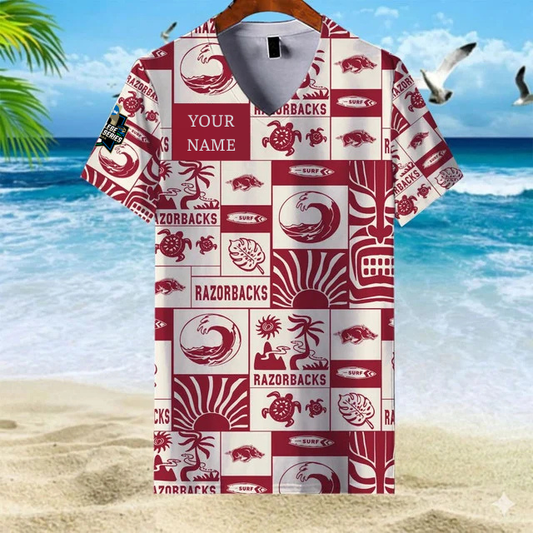 LIMITED EDITION - NEW CUSTOMIZED NCAA CWS03 AKR AK RAZORBACKS V-NECK FEMALE SHIRT