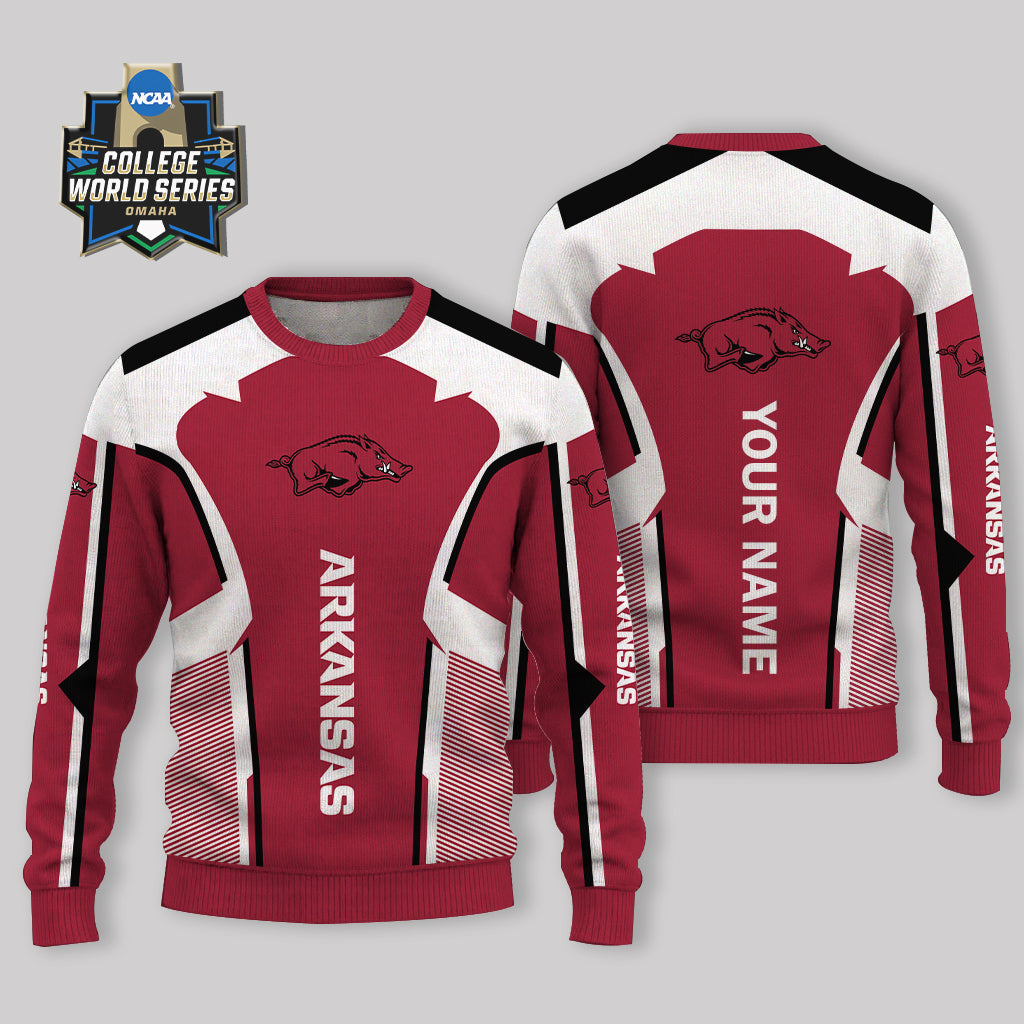 LIMITED EDITION - NEW CUSTOMIZED NCAA CWS03 AKR ARKANSAS RAZORBACKS UGLY SWEATER