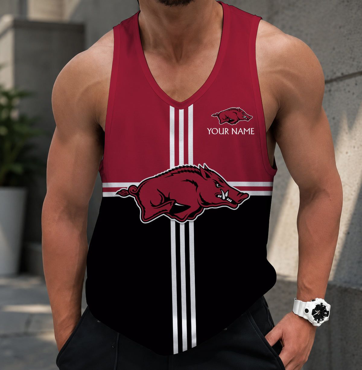 SPECIAL EDITION - NEW CUSTOMIZED NCAA CWS03 AKR ARKANSAS RAZORBACKS UNISEX TANK TOP