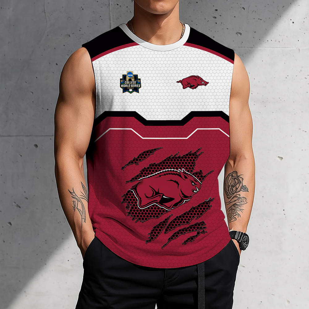 LIMITED EDITION - NEW CUSTOMIZED NCAA CWS03 AKR ARKANSAS RAZORBACKS MEN'S GYM SHIRT