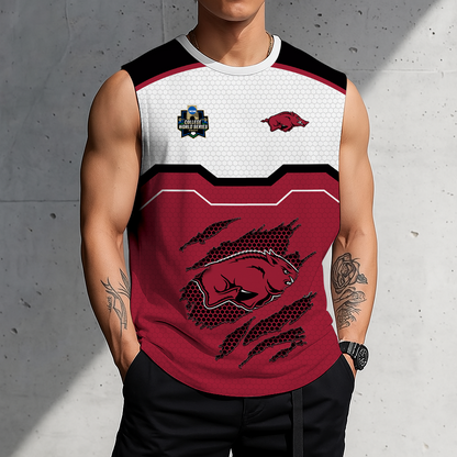 LIMITED EDITION - NEW CUSTOMIZED NCAA CWS03 AKR ARKANSAS RAZORBACKS MEN'S GYM SHIRT
