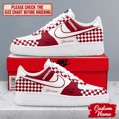 SPECIAL EDITION - NEW CUSTOMIZED NCAA CWS03 AKR ARKANSAS RAZORBACKS AF1 SHOES