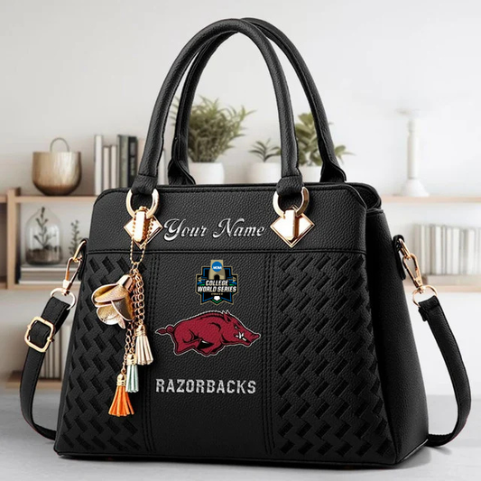 VIRAL EDITON - NEW CUSTOMIZED NCAA CWS03 AKR AK RAZORBACKS ZIP HANDBAG MULTICOLOR