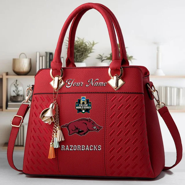 VIRAL EDITON - NEW CUSTOMIZED NCAA CWS03 AKR AK RAZORBACKS ZIP HANDBAG MULTICOLOR