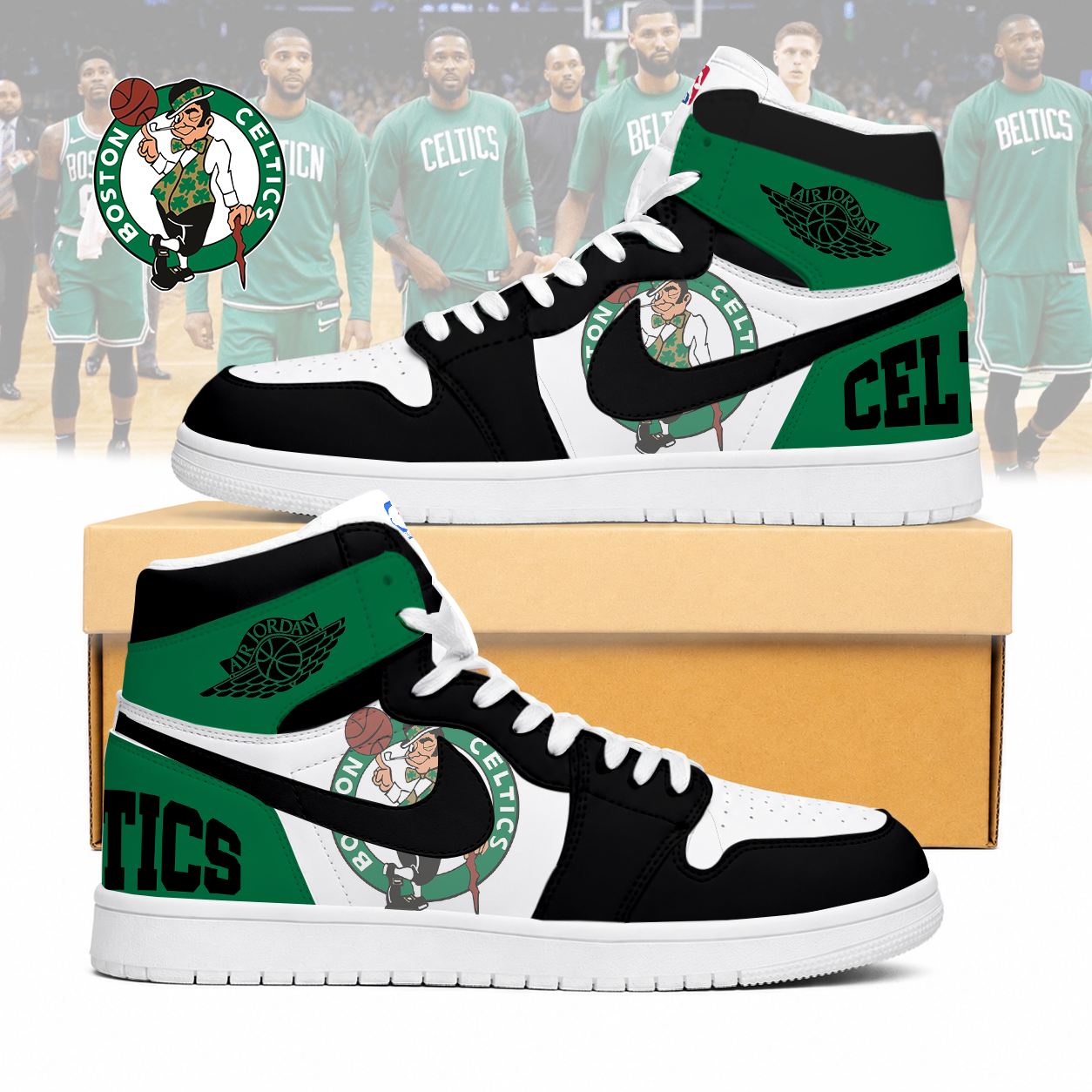 FINAL SALE - NEW CUSTOMIZED NBA03 BCE BOSTON CELTICS AIR JORDAN SNEAKERS