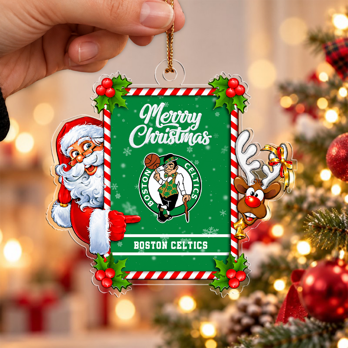 VIRAL EDITION - NEW CUSTOMIZED NBA03 BCE BOSTON CELTICS CHRISTMAS ACRYLIC ORNAMENT