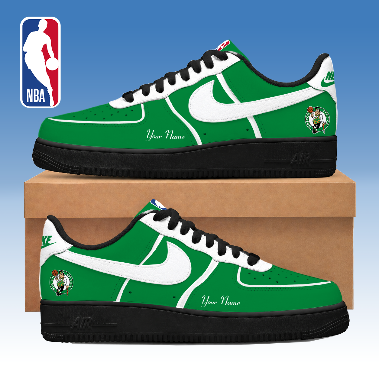 FINAL SALE - NEW CUSTOMIZED NBA03 BCE BOSTON CELTICS AF1 SNEAKERS