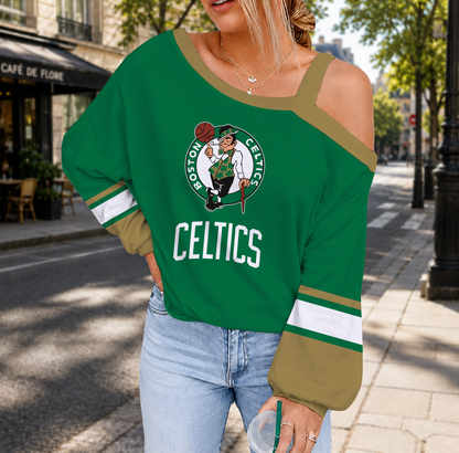 FINAL SALE - NEW CUSTOMIZED NBA03 BCE BOSTON CELTICS DROP SHOULDER SWEATSHIRT