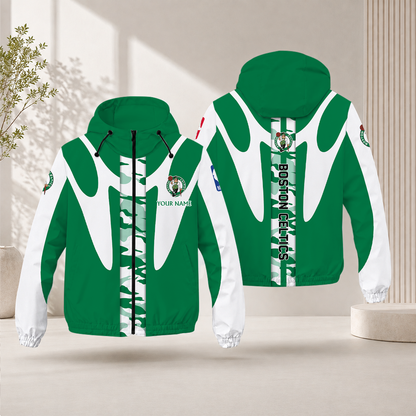 LIMITED EDITION - NEW CUSTOMIZED NBA03 BCE BOSTON CELTICS WINDBREAKER JACKET