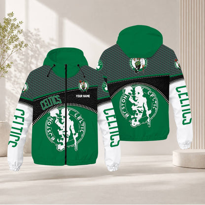 FLASH SALE - NEW CUSTOMIZED NBA03 BCE BOSTON CELTICS WINDBREAKER JACKET