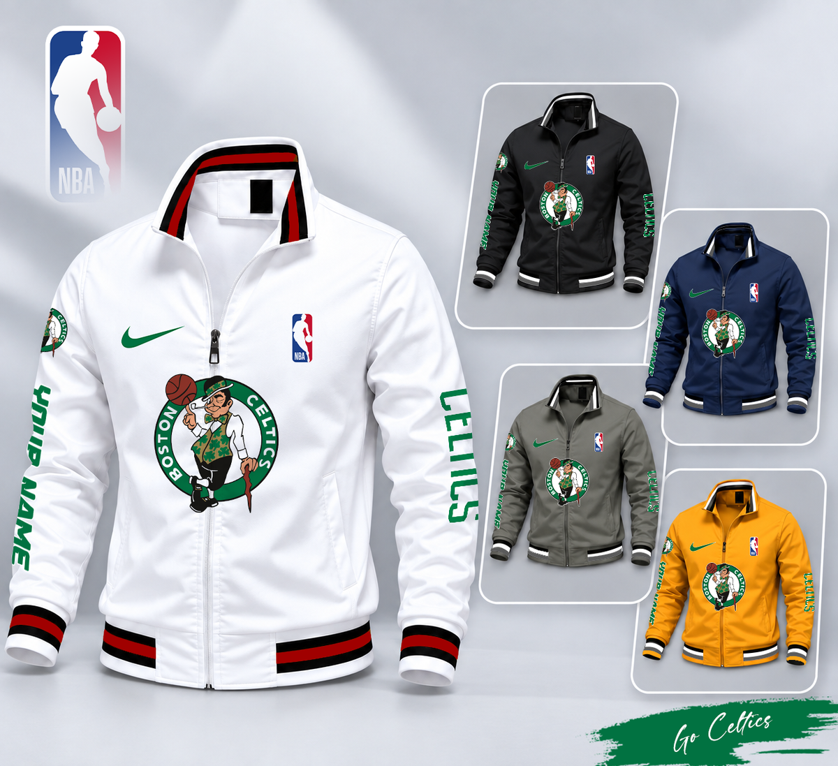 VIRAL EDITION - NEW CUSTOMIZED NBA03 BCE BOSTON CELTICS MULTICOLOR MEN'S CASUAL JACKET