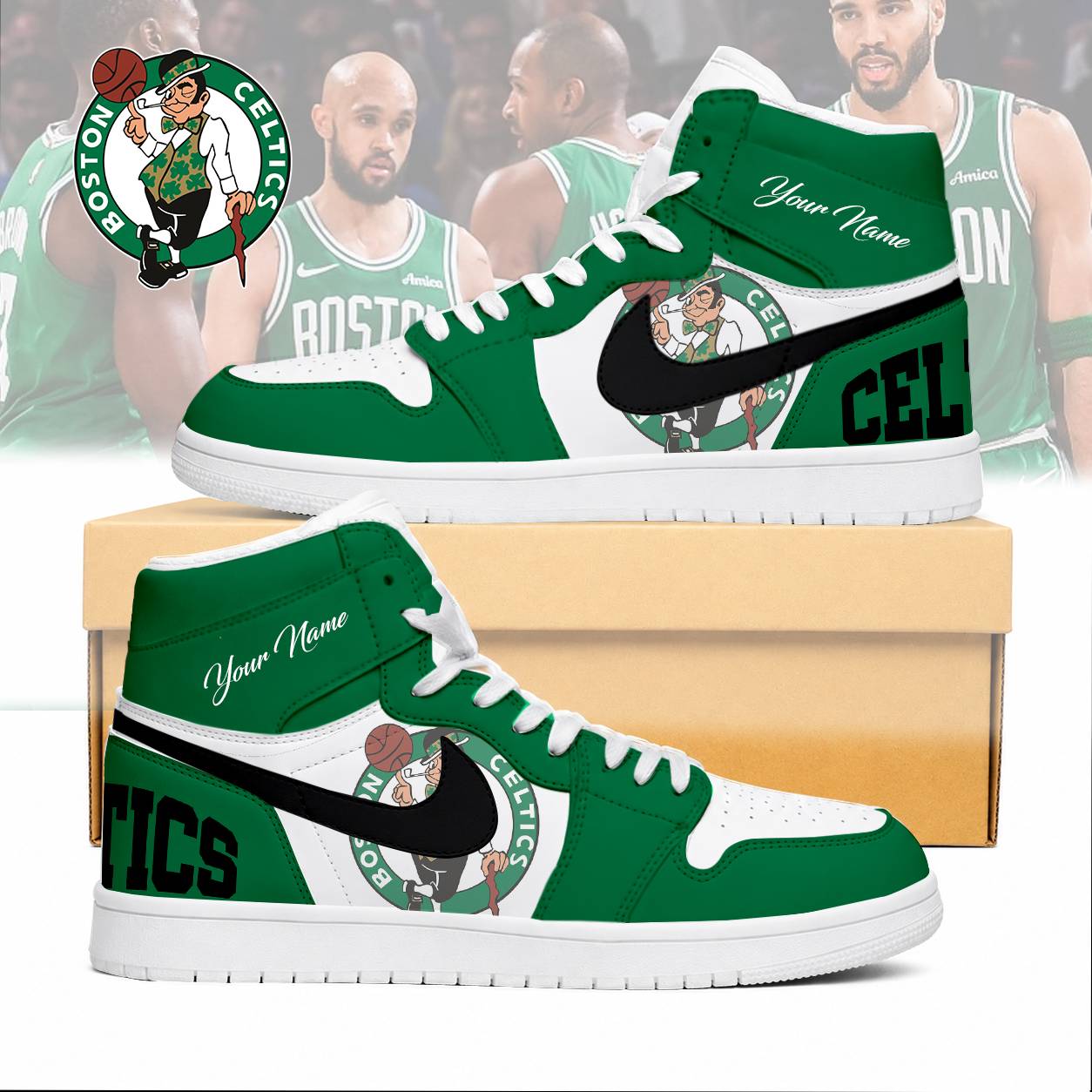 FINAL SALE - NEW CUSTOMIZED NBA03 BCE BOSTON CELTICS AIR JORDAN SNEAKERS