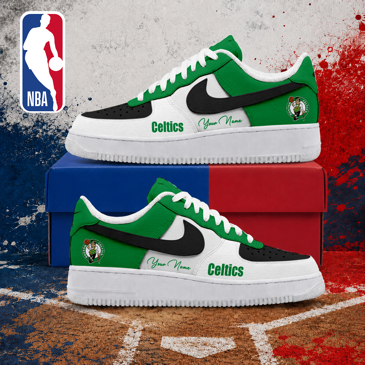 FINAL SALE - NEW CUSTOMIZED NBA03 BCE BOSTON CELTICS AF1 SNEAKERS