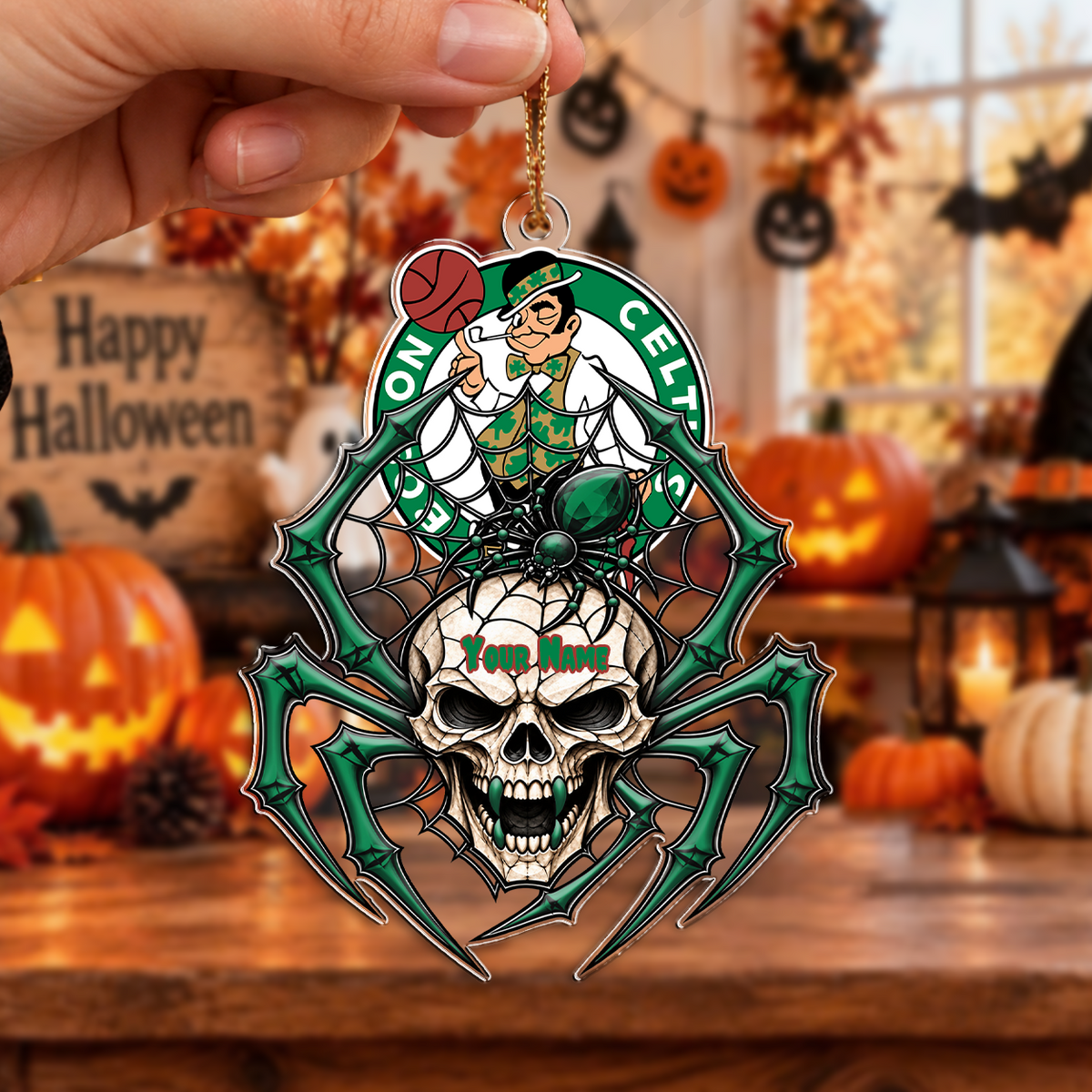 VIRAL EDITION - NEW CUSTOMIZED NBA03 BCE BOSTON CELTICS HALLOWEEN ACRYLIC ORNAMENT