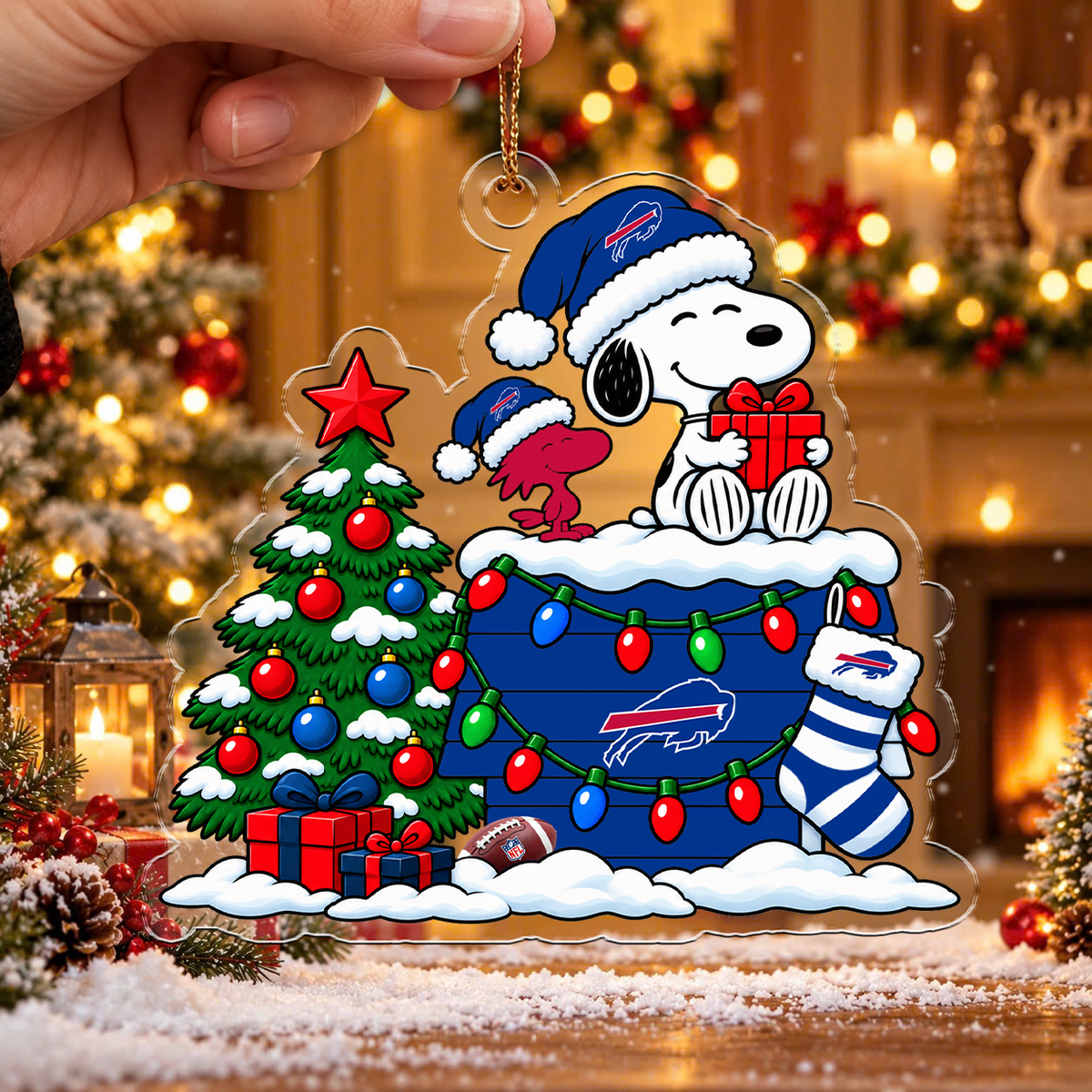 HOT DEAL - NEW CUSTOMIZED NFL03 BFB BUFFALO BILLS CHRISTMAS ACRYLIC ORNAMENT