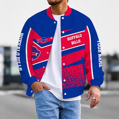 LIMITED EDITION - NEW CUSTOMIZED NFL03 BFB BUFFALO BILLS SATIN VARSITY & BASEBALL JACKET