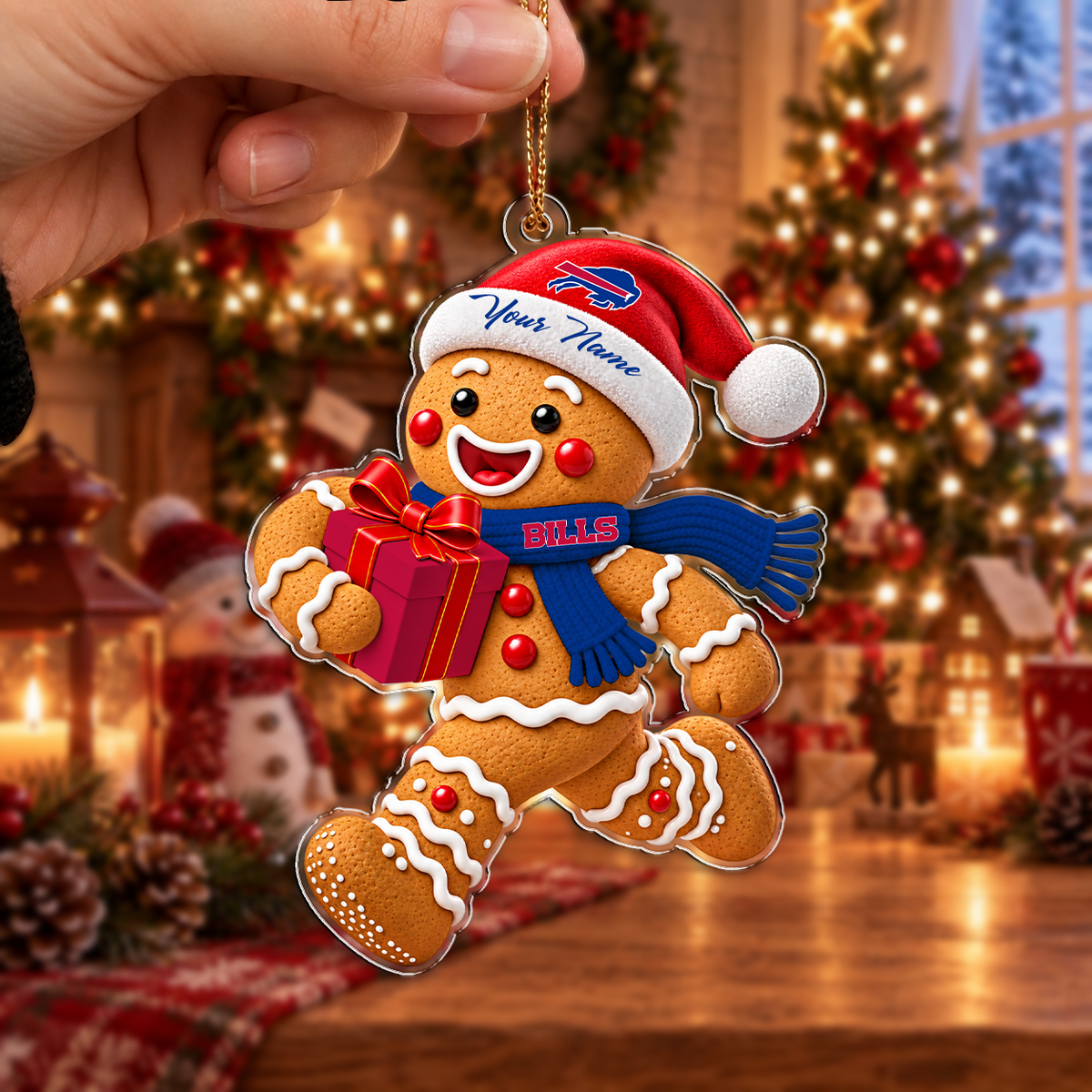 FINAL SALE - NEW CUSTOMIZED NFL03 BFB BUFFALO BILLS CHRISTMAS ACRYLIC ORNAMENT