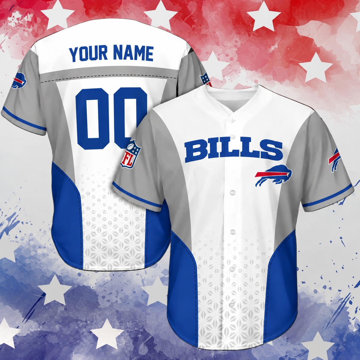 VIRAL EDITION - NEW CUSTOMIZED NFL03 BFB BUFFALO BILLS BASEBALL JERSEY