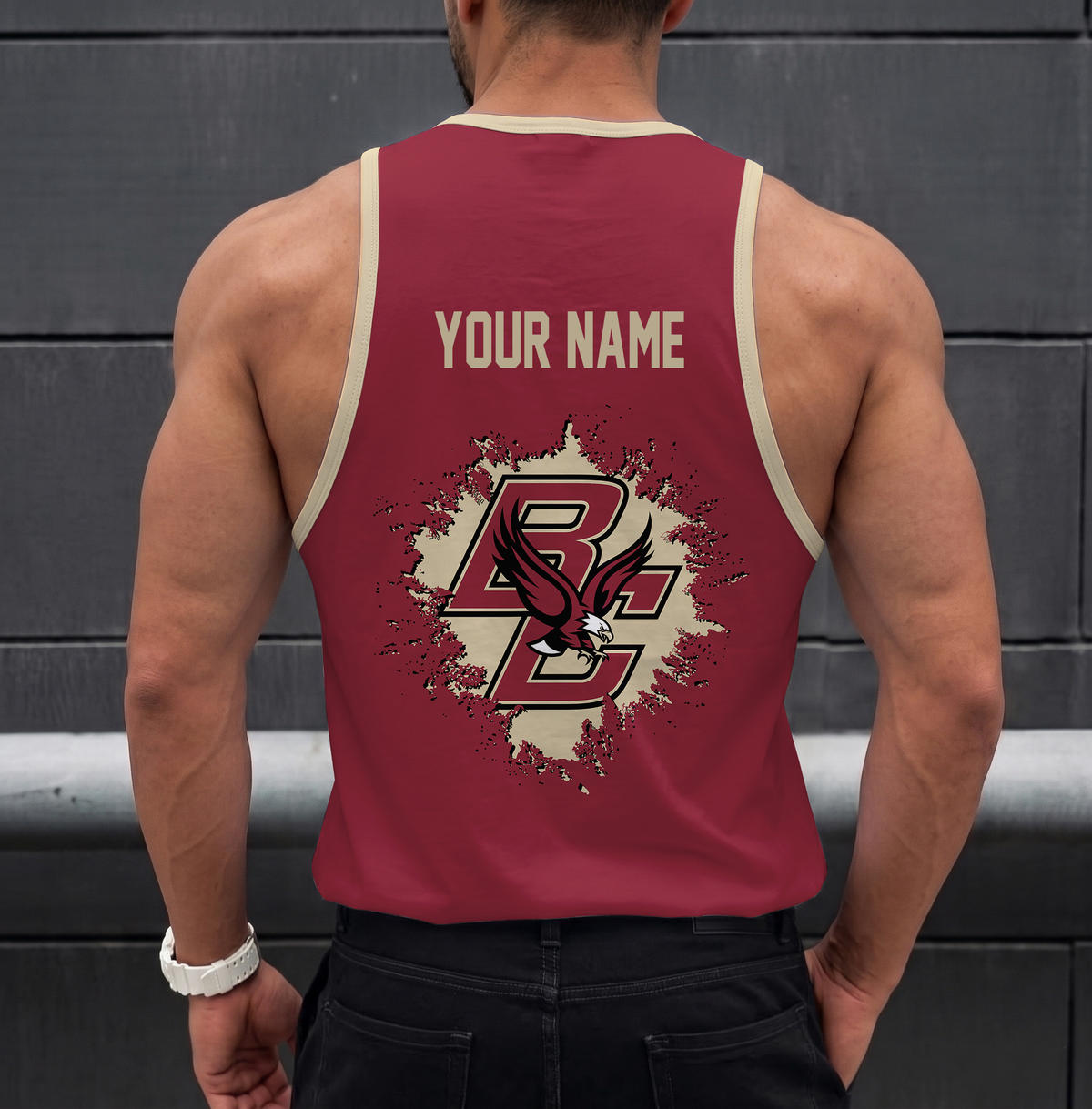 EXCLUSIVE EDITION - NEW CUSTOMIZED NCAA MFF03 BOE BOSTON COLLEGE EAGLES UNISEX TANK TOP
