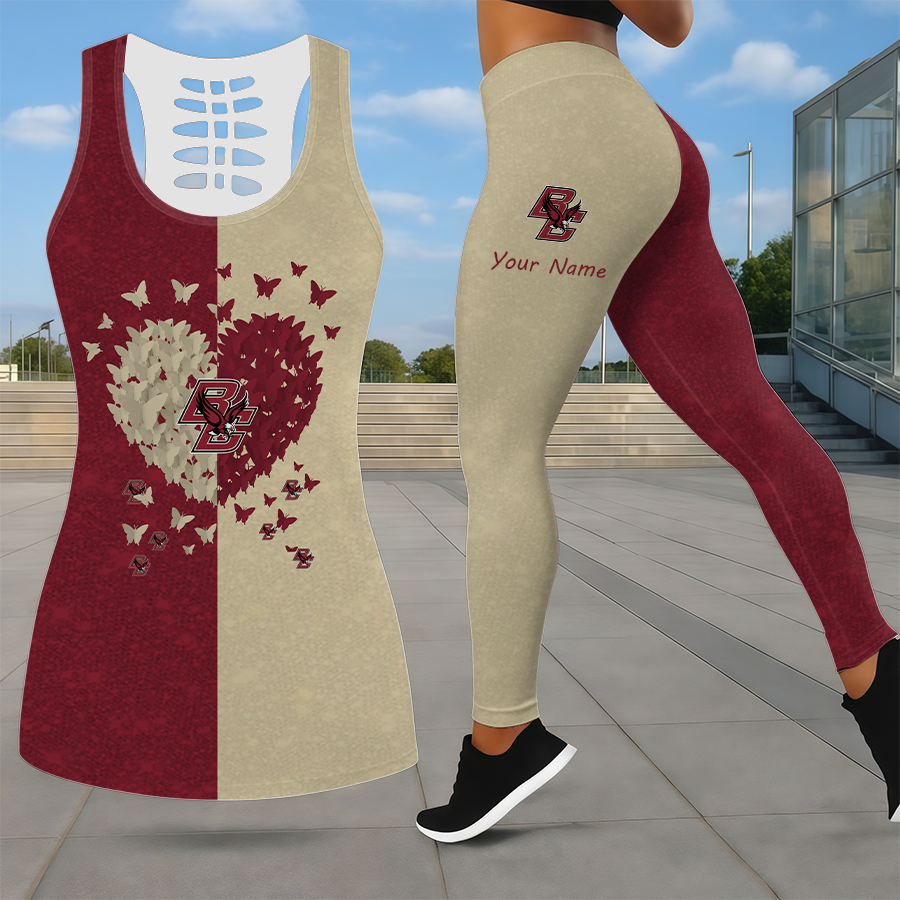 LIMITED EDITION - NEW CUSTOMIZED NCAA MFF03 BOE BOSTON COLLEGE EAGLES LEGGINGS & HOLLOW TANK TOP SET