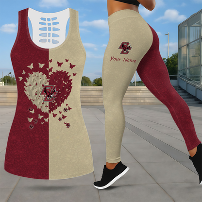 LIMITED EDITION - NEW CUSTOMIZED NCAA MFF03 BOE BOSTON COLLEGE EAGLES LEGGINGS & HOLLOW TANK TOP SET