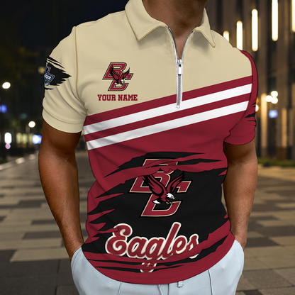 EXCLUSIVE EDITION - NEW CUSTOMIZED NCAA MFF03 BOE BOSTON COLLEGE EAGLES POLO SHIRT, ZIP POLO SHIRT & T-SHIRTS