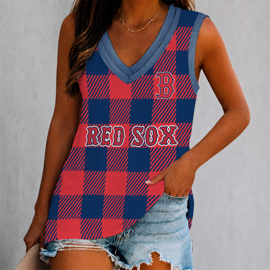 SPECIAL EDITION - NEW CUSTOMIZED MLB03 BRS BOSTON RED SOX WOMEN'S V-NECK TANK TOP