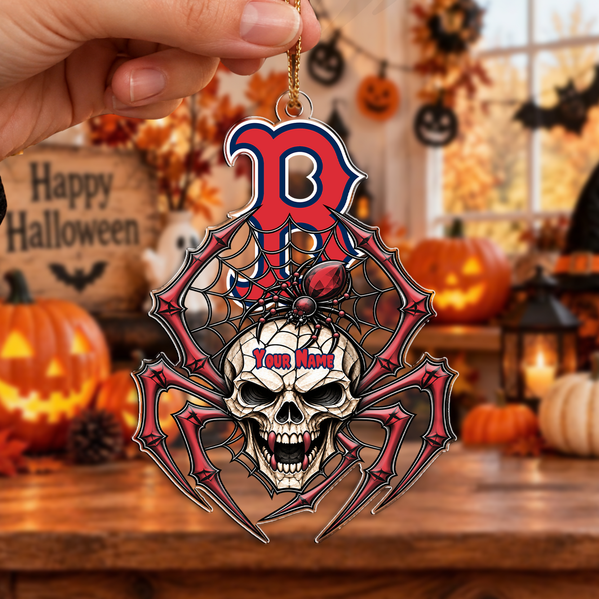 FINAL SALE - NEW CUSTOMIZED MLB03 BRS BOSTON RED SOX HALLOWEEN ACRYLIC ORNAMENT