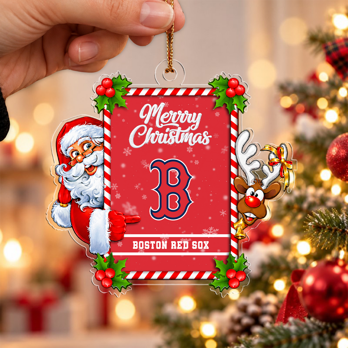 VIRAL EDITION - NEW CUSTOMIZED MLB03 BRS BOSTON RED SOX CHRISTMAS ACRYLIC ORNAMENT