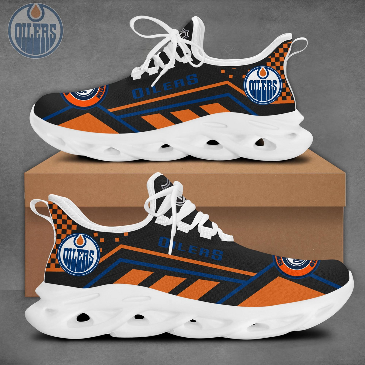 LIMITED EDITION - NEW CUSTOMIZED NHL03 EMO EDMONTON OILERS CLUNKY SNEAKERS