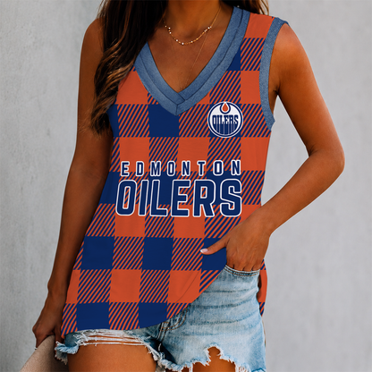 LIMITED EDITION - NEW CUSTOMIZED NHL03 EMO EDMONTON OILERS WOMEN'S V-NECK TANK TOP