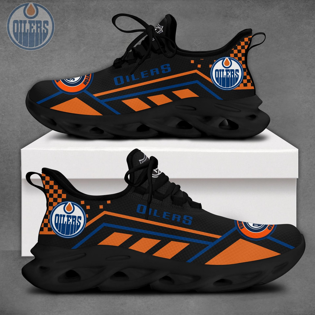 LIMITED EDITION - NEW CUSTOMIZED NHL03 EMO EDMONTON OILERS CLUNKY SNEAKERS