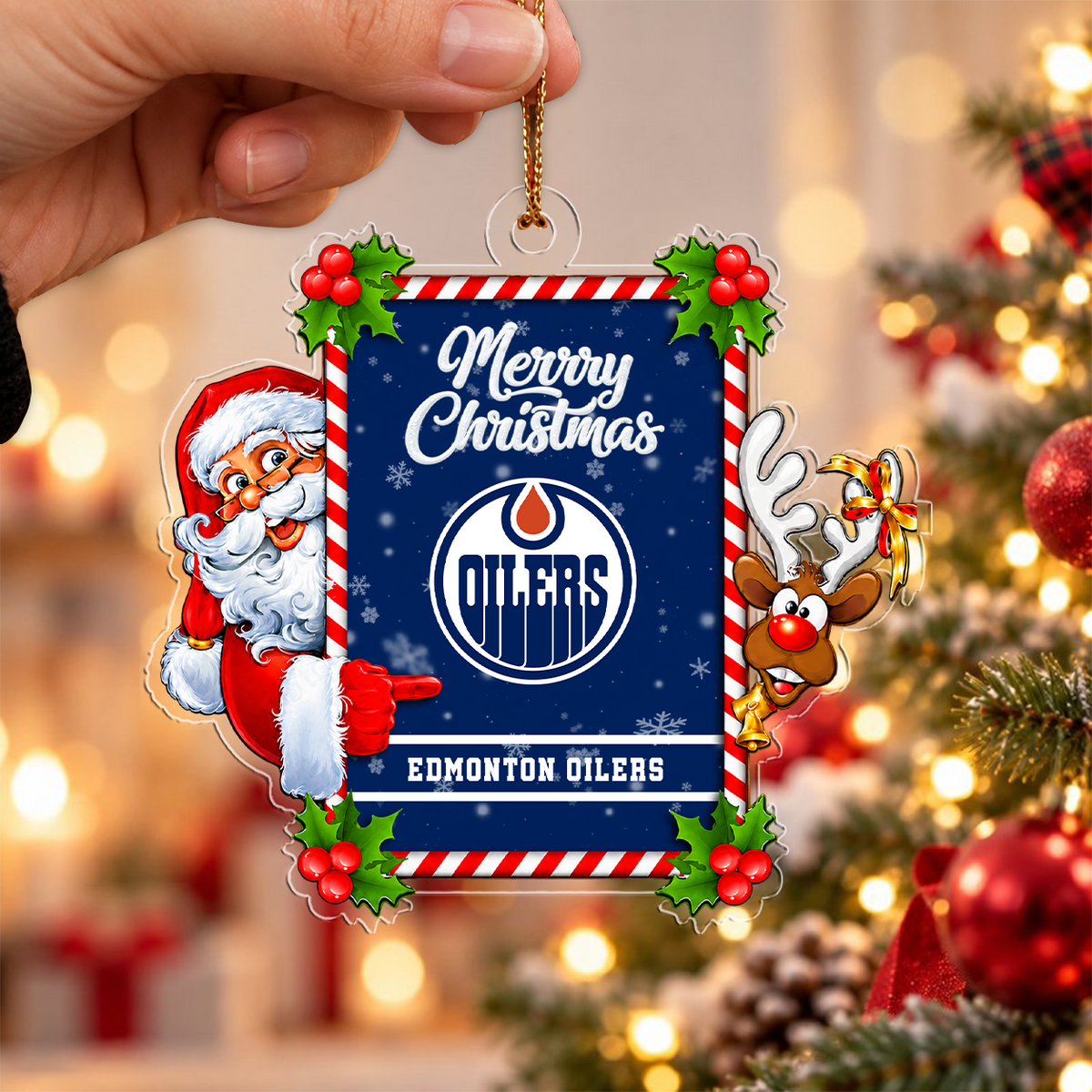 VIRAL EDITION - NEW CUSTOMIZED NHL03 EMO EDMONTON OILERS CHRISTMAS ACRYLIC ORNAMENT