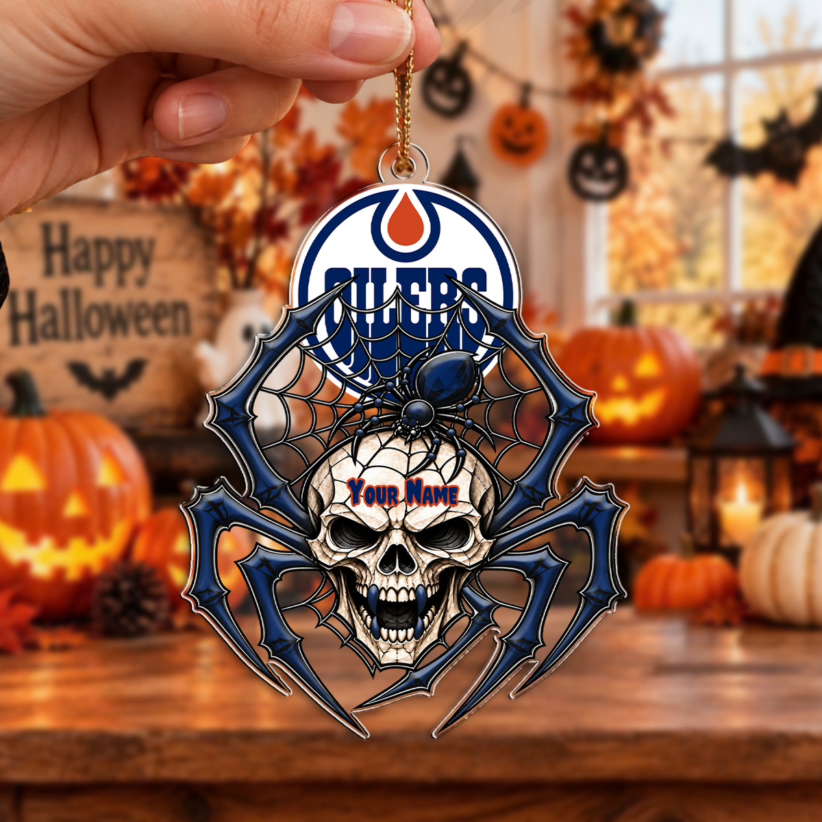 FINAL SALE - NEW CUSTOMIZED NHL03 EMO EDMONTON OILERS HALLOWEEN ACRYLIC ORNAMENT