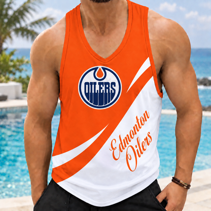 LIMITED EDITION - NEW CUSTOMIZED NHL03 EMO EDMONTON OILERS MEN'S TANK TOP