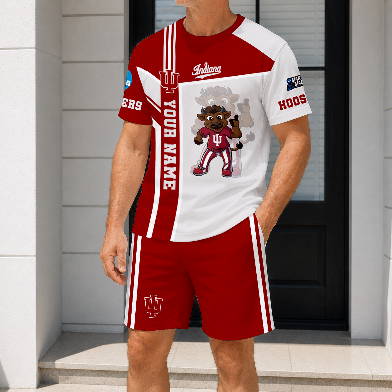 ELITE EDITION - NEW CUSTOMIZED NCAA MAM03 IDH INDIANA HOOSIERS T-SHIRT & SHORT PANTS SET