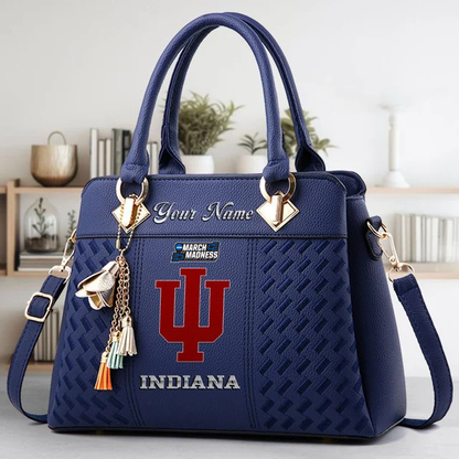 VIRAL EDITON - NEW CUSTOMIZED NCAA MAM03 IDH ID HOOSIERS ZIP HANDBAG MULTICOLOR