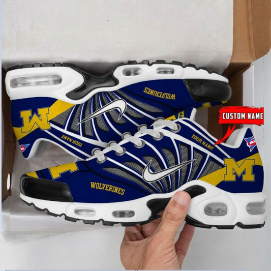 ELITE EDITION - NEW CUSTOMIZED NCAA FBS03 MIW MI WOLVERINES UNISEX AIR MAX PLUS SNEAKERS