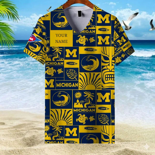 LIMITED EDITION - NEW CUSTOMIZED FBS NCAA03 MIW MI WOLVERINES V-NECK FEMALE SHIRT