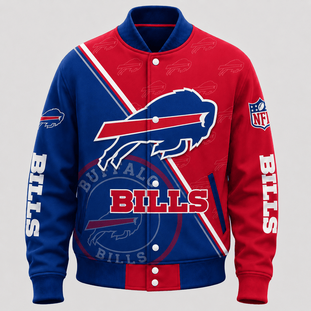 SPECIAL EDITION - NEW CUSTOMIZED | NFL03 BFB BUFFALO BILLS SATIN VARSITY & BASEBALL JACKET
