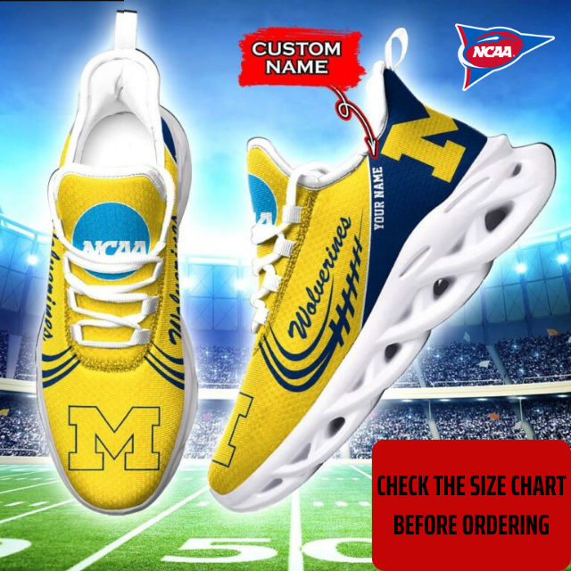 FLASH SALE - NEW CUSTOMIZED NCAA FBS03 MIW MICHIGAN WOLVERINES CLUNKY SNEAKERS