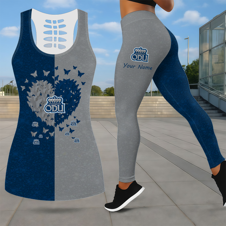 LIMITED EDITION - NEW CUSTOMIZED NCAA CFH03 ODM OLD DOMINION MONARCHS LEGGINGS & HOLLOW TANK TOP SET