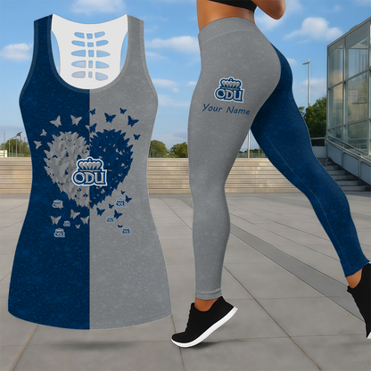 LIMITED EDITION - NEW CUSTOMIZED NCAA CFH03 ODM OLD DOMINION MONARCHS LEGGINGS & HOLLOW TANK TOP SET