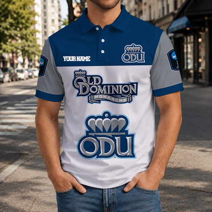 VIRAL EDITION - NEW CUSTOMIZED NCAA CFH03 ODM OLD DOMINION MONARCHS POLO SHIRT, ZIP POLO SHIRT & T-SHIRTS