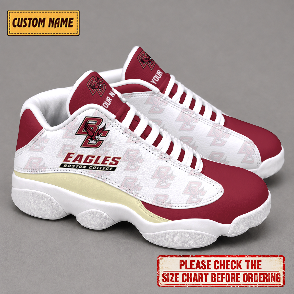 LIMITED EDITION - NEW CUSTOMIZED NCAA MFF03 BOE BOSTON COLLEGE EAGLES AIR JORDAN 13 LOW TOP SNEAKER