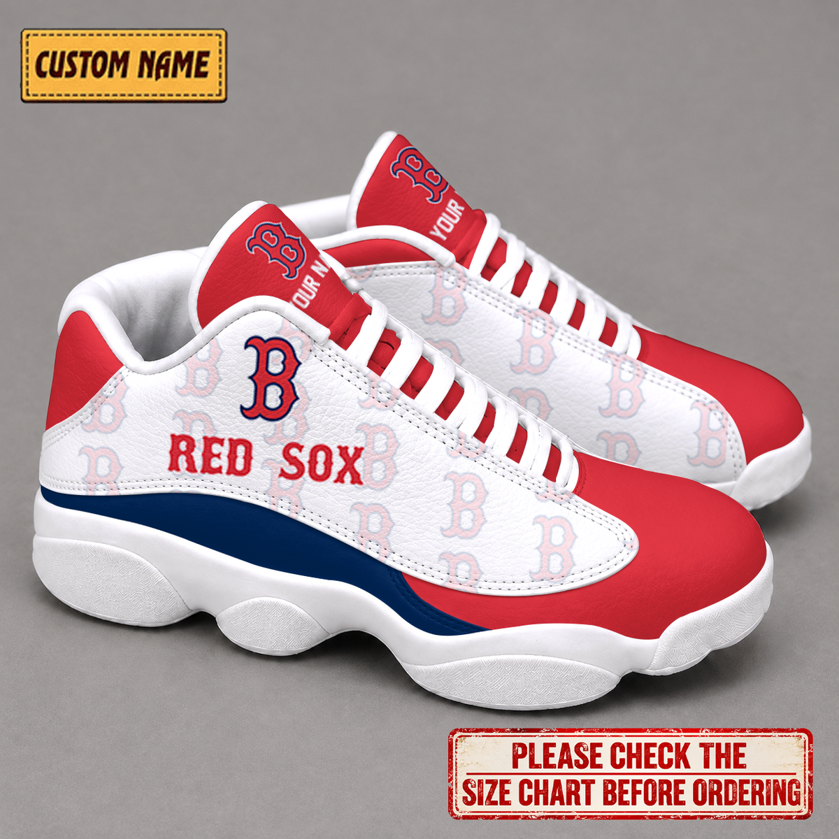 LIMITED EDITION - NEW CUSTOMIZED NFL03 BRS BOSTON RED SOX AIR JORDAN 13 LOW TOP SNEAKER
