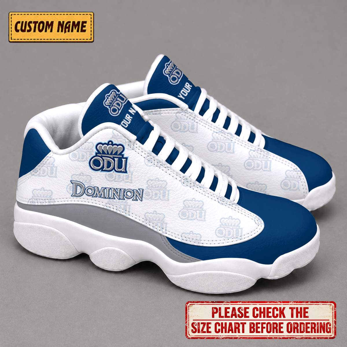 LIMITED EDITION - NEW CUSTOMIZED NCAA CFH03 ODM OLD DOMINION MONARCHS AIR JORDAN 13 LOW TOP SNEAKER
